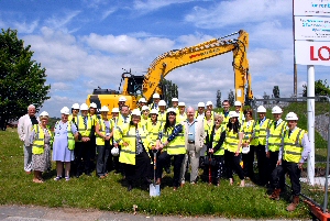 Pictured at the ground-breaking event are, left to right, Julie Wickington, Liverpool City Council; Councillor Ann O'Byrne; Councillor Janet Kent; Sue Thomas, chair of Lee Valley Board; John Wood, group director, Housing Services, Riverside Group; Carol Matthews, chief executive, Riverside Group and Lovell regional director Nigel Yates.
