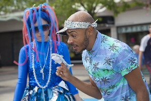 Pictured are Derek the Diver and Miss Jelly Bones the Jellyfish who led the SnapperJaxx kids club.