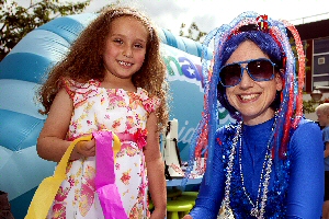 Lilly Girgis doing arts and crafts with Miss Jelly Bones the Jellyfish.