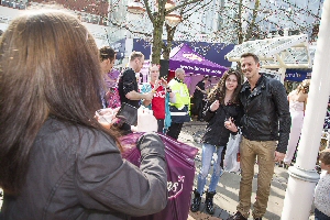 Hollyoaks heartthrob Ashley Taylor-Dawson has his photo taken with fan Serenity Varnham from Wallasey at Pyramids Shopping Centre.