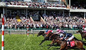 Kingsgate Native and jockey Shane Kelly win The Betfred Temple Stakes at Haydock Park in 2013.