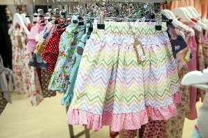 Close ups of Kathryns beautiful childrens clothing being showcased at Our Beautiful Life in Pyramids Shopping Centre.