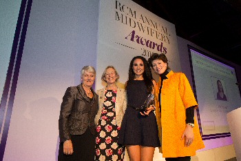 L-R  RCMs Head of Education Carmel Lloyd, RCMs Chief Executive Prof Cathy Warwick, Ela Yuregir, BBC Broadcaster Kate Silverton