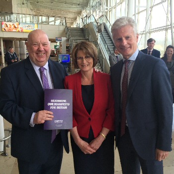 Picture shows Mayor Anderson, Louise Ellman MP, chair of the Transport Select Committee and Lord Deighton at John Lennon Airport.