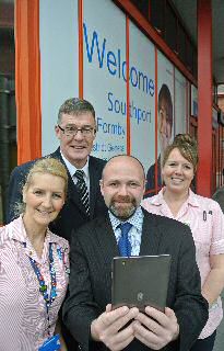 Photo caption: John Keogh and Mark Harrison from Innove Solutions launching the new app with nurses.